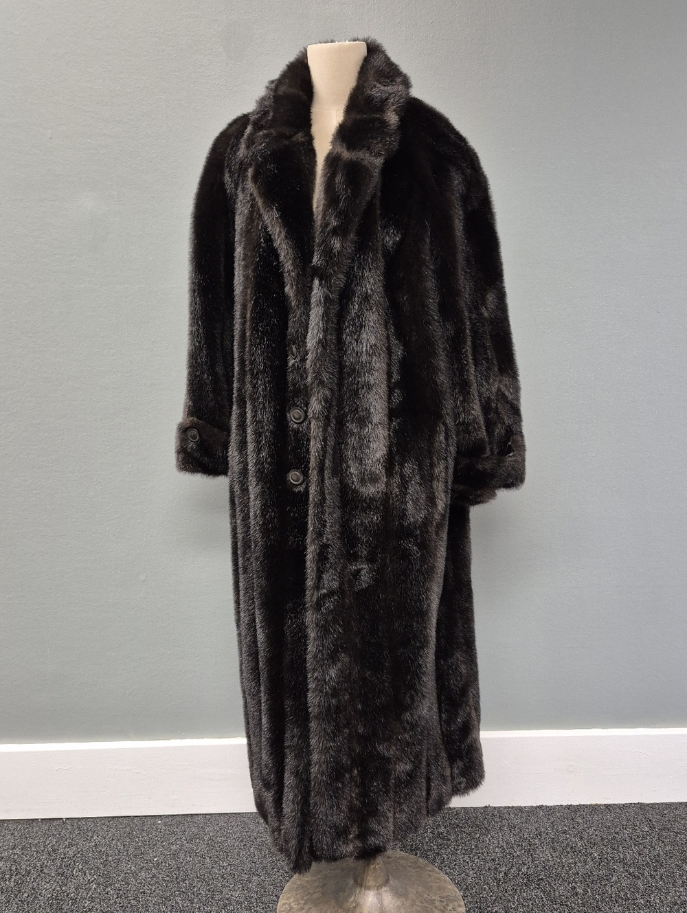 Vtg J. Percy Marvin Richards Faux Fur Coat Long Mink Style Brown Large USA